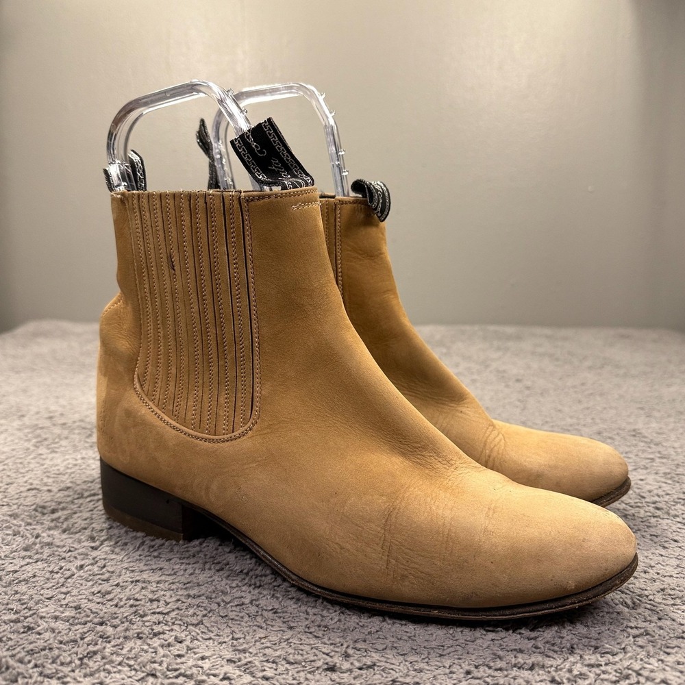 El Canelo Boots‎ Mens Size 9 Tan Suede Chelsea Roper Ankle Nobuck Leather Charro